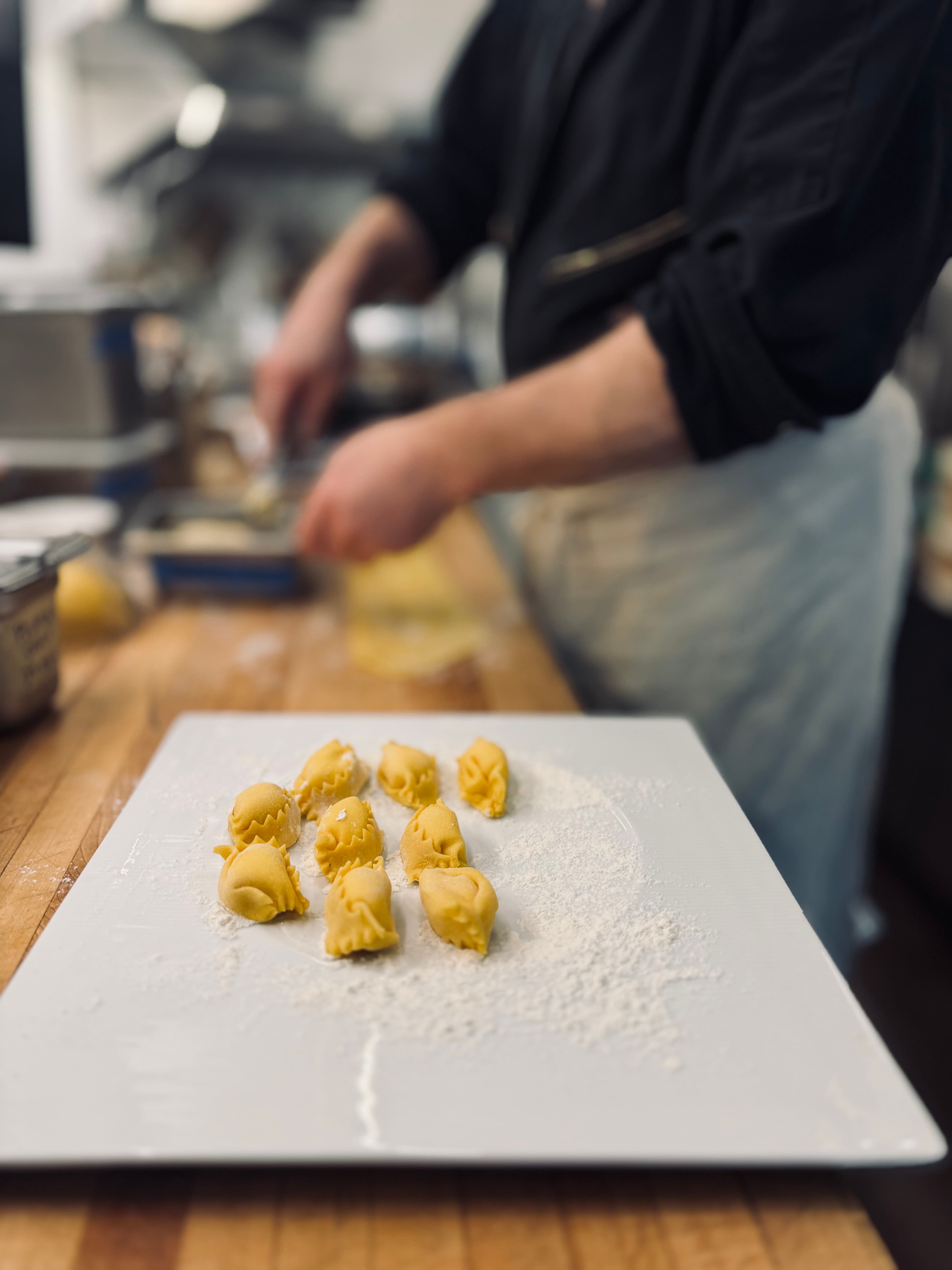 Agnolotti using the orange-yolked spring eggs